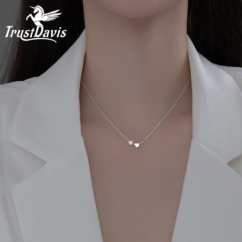 Pearl Trim Chain - TrustDavis Thật Nữ Bạc 925 Trái