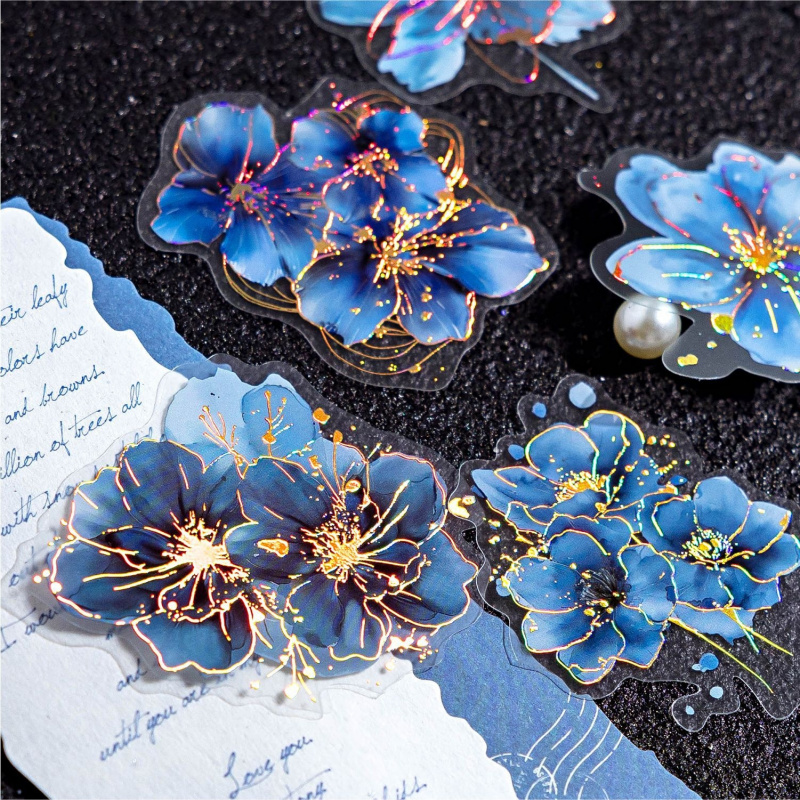 Embellishments For Scrapbooking - 20pcs/lot Gilded Floral Sticker Pack, Gold-Foil