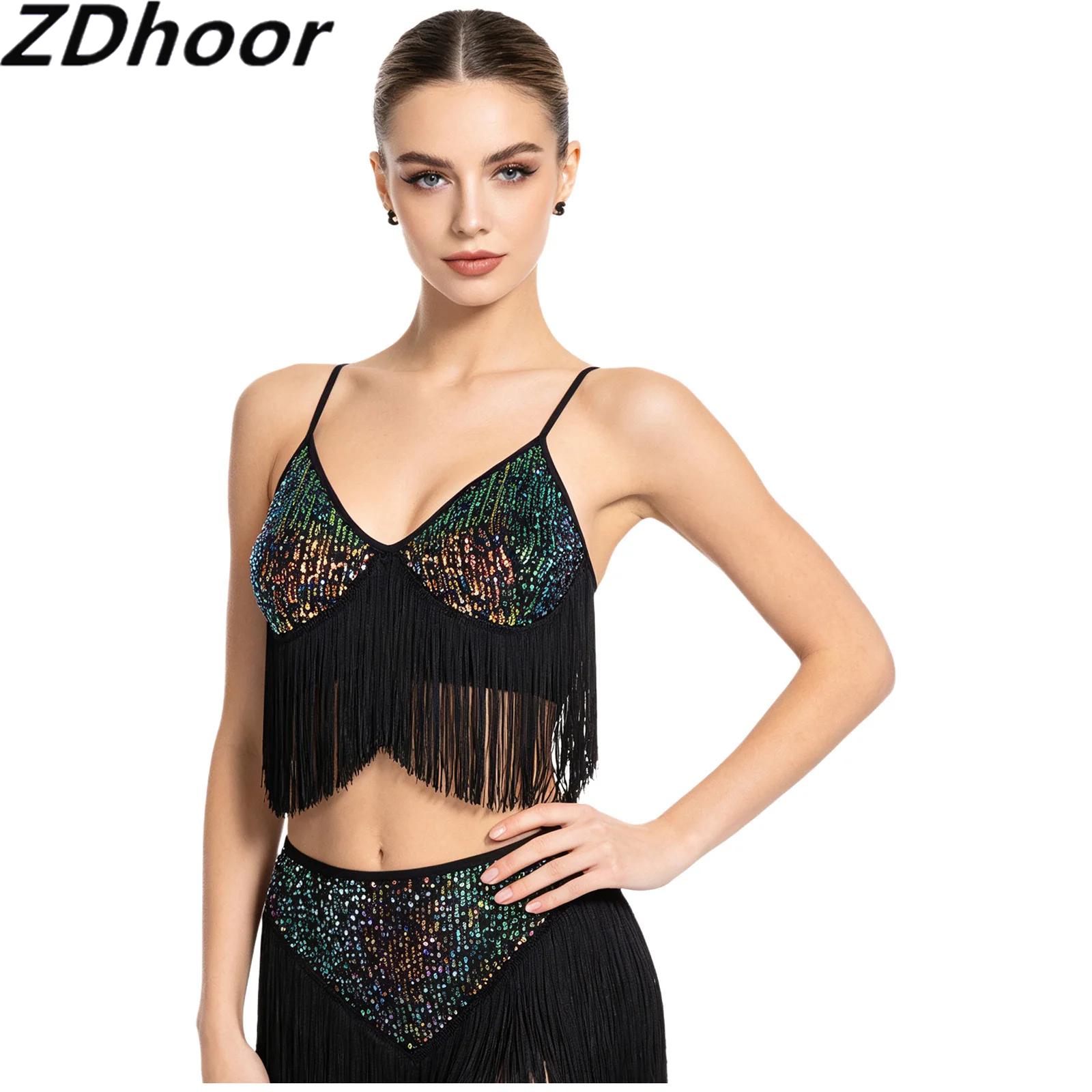 Women Latin Dance Glitter Sequ - đánh giá và giá Tassel Fringe Trim