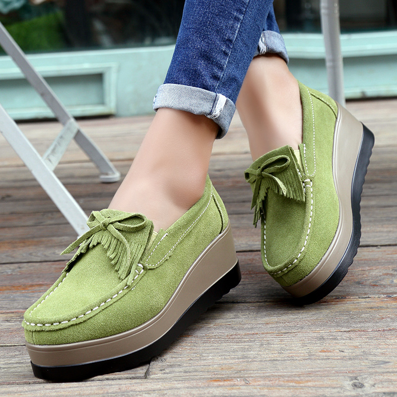 Fashon Green Suede Shoes of Wo - đánh giá và giá Tassel Fringe Trim