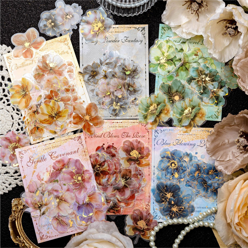 20pcs/lot Gilded Floral Sticke - đánh giá và giá Embellishments For Scrapbooking