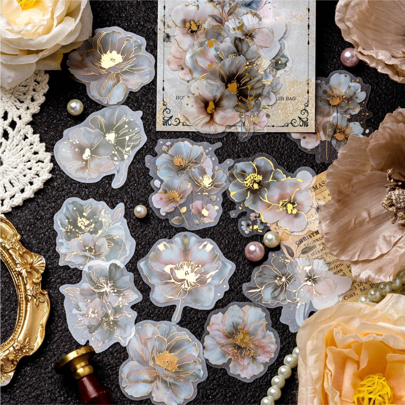 20pcs/lot Gilded Floral Sticke - đánh giá và giá Embellishments For Scrapbooking